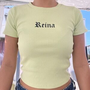 Forever 21 Ribbed Fitted Crop Tee Yellow Green - S - lightly used